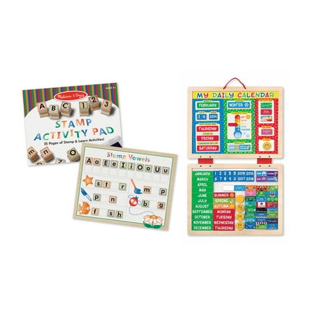 Wooden ABC Activity Stamp Set with My First Daily Magnetic Calendar