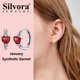 thumbnail image 2 of Pendientes de aro de plata de ley con piedras natales Silvora para mujer. Diamantes creados. Delicada joya de regalo para cumpleaños o Navidad, 2 of 8