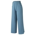 thumbnail image 2 of Vedolay Women&nbsp;Pants Women's Leisure Pants with Pockets Cotton Wide Leg Workout Crop Straight Pant,Blue S, 2 of 5