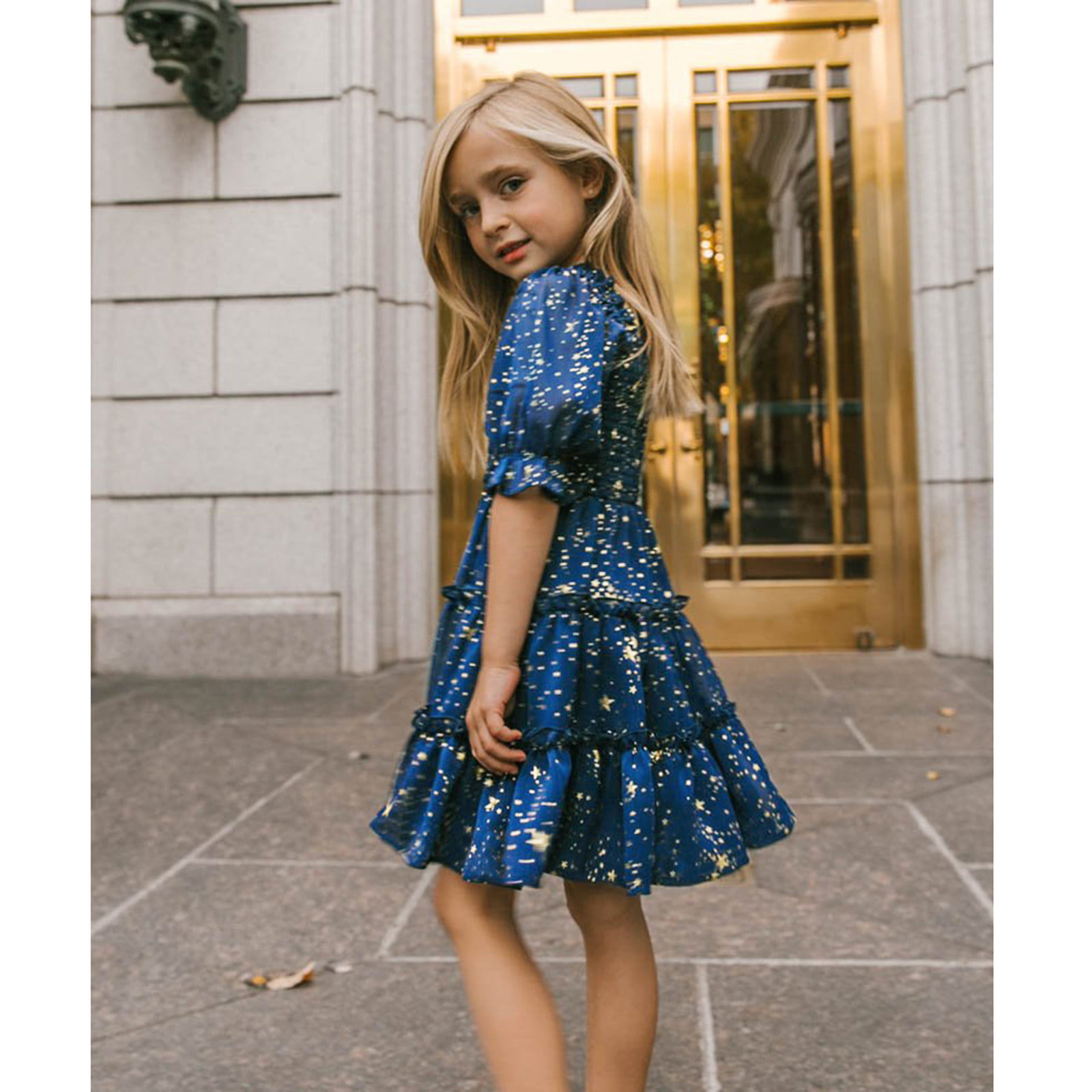 Wish Little Baby Girl's V-Neck Satin/Net Multicolored Knee Length Short  Frock Dress (WLT-083_Kidswear)
