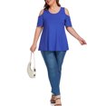 thumbnail image 6 of Cueply Plus Size Tops for Women Summer Short Sleeve Shirts Cold Shoulder Blouse Crewneck Tunic 1X-4X, 6 of 7