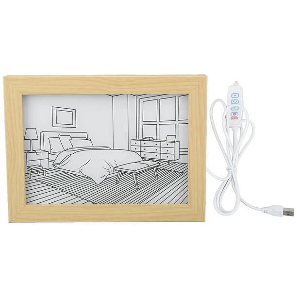 Pintura Resplandor Pintura Resplandor LED 3 Modos De Iluminación Madera Acrílica Alimentada por USB Decoración De Pintura Iluminada DIY S 9.1x6.7x1.2 Pulgadas
