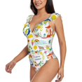 thumbnail image 2 of Disketp Summer Animal PrintWomen's Ruffled One Piece Swimsuit V Neck-Medium, 2 of 8