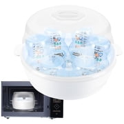 Microwave Steam Sterilizer for Baby Bottles - High-Temperature Resistant Baby Bottle Cleaner with Safety Handles, Reusable Home Sterilizing System