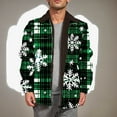 thumbnail image 4 of Aueoeo Men's Christmas Snowflake Print Coat Warm Cotton Jacket Fleece Lined Sherpa Zipper Down Jackets With Pockets Green X-Large, 4 of 8