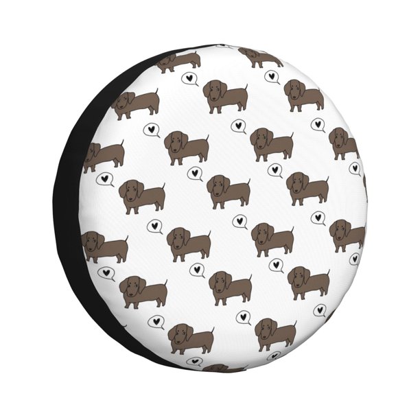 Fotbe Dachshund Dog Funda de Llanta de Repuesto con Estampado, Engrosada, Ajuste Universal para Jeep, Remolque, RV, SUV, Camión-15 inch
