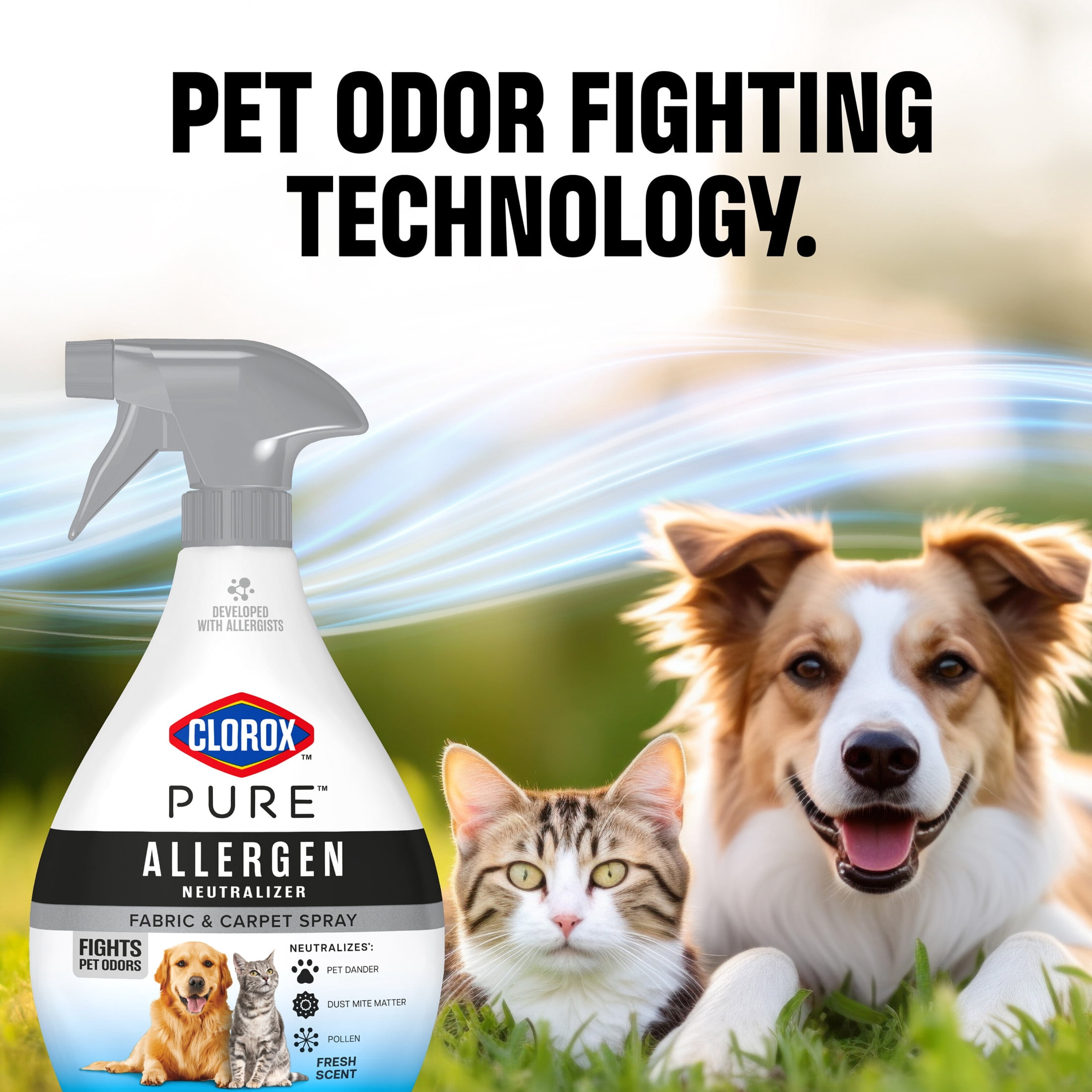 Clorox PURE Allergen Neutralizer Fabric and Carpet Spray, Fights Pet Odors, Fresh Scent, 26 Fl Oz.