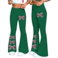 thumbnail image 3 of Fmbrln Womens Yoga Pants Stretchy Workout Gym Pants Fashion Bow Print Casual Flare Leg Pants, 3 of 7