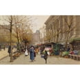thumbnail image 2 of Eugène Galien-Laloue 18x13 Gold Ornate Wood Frame and Double Matted Museum Art Print Titled - Flower Market, La Madeleine, 2 of 4