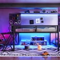 thumbnail image 2 of Leumius Full Size Loft Bed with Gaming Desk,Metal Loft Bed Frame with Full Length Guardrail,LED Lights and USB Ports,Space-Saving,Black, 2 of 13