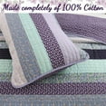 thumbnail image 2 of Cozy Line Home Fashions Striped Cotton Quilts, Queen, Purple Blue, 3-Pieces, 2 of 4