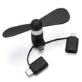thumbnail image 1 of Mini Ventilador Celular 3 en 1 Tipo C Micro USB V8 Lightning Negro, 1 of 1