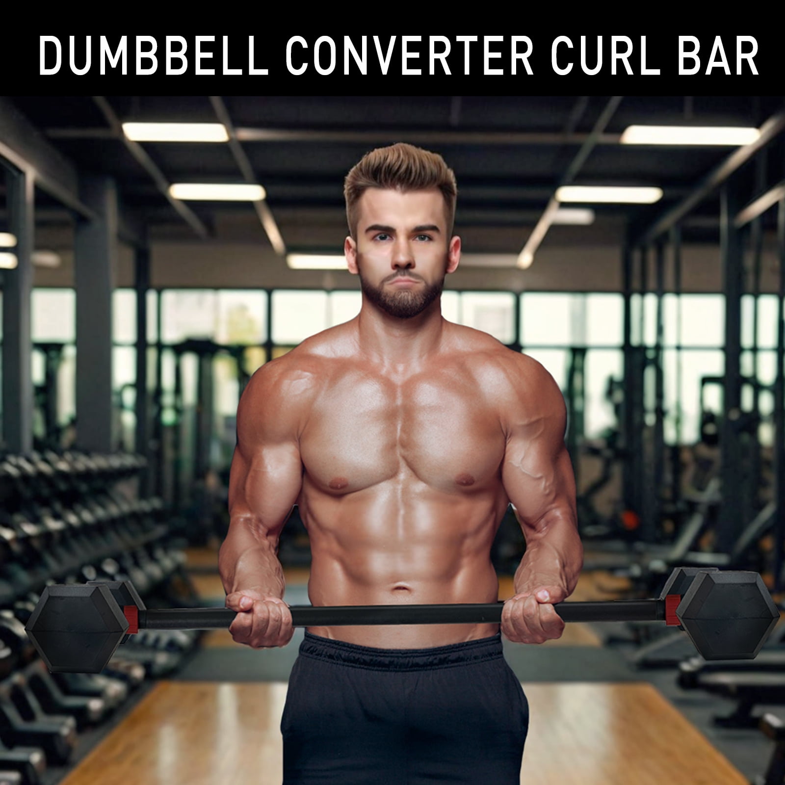 KORIKAHM Dumbbell Barbell Converter Bar, Adjustable Weight Capacitry Bar Convert to Dumbbell Set for Home Gym Strength Training
