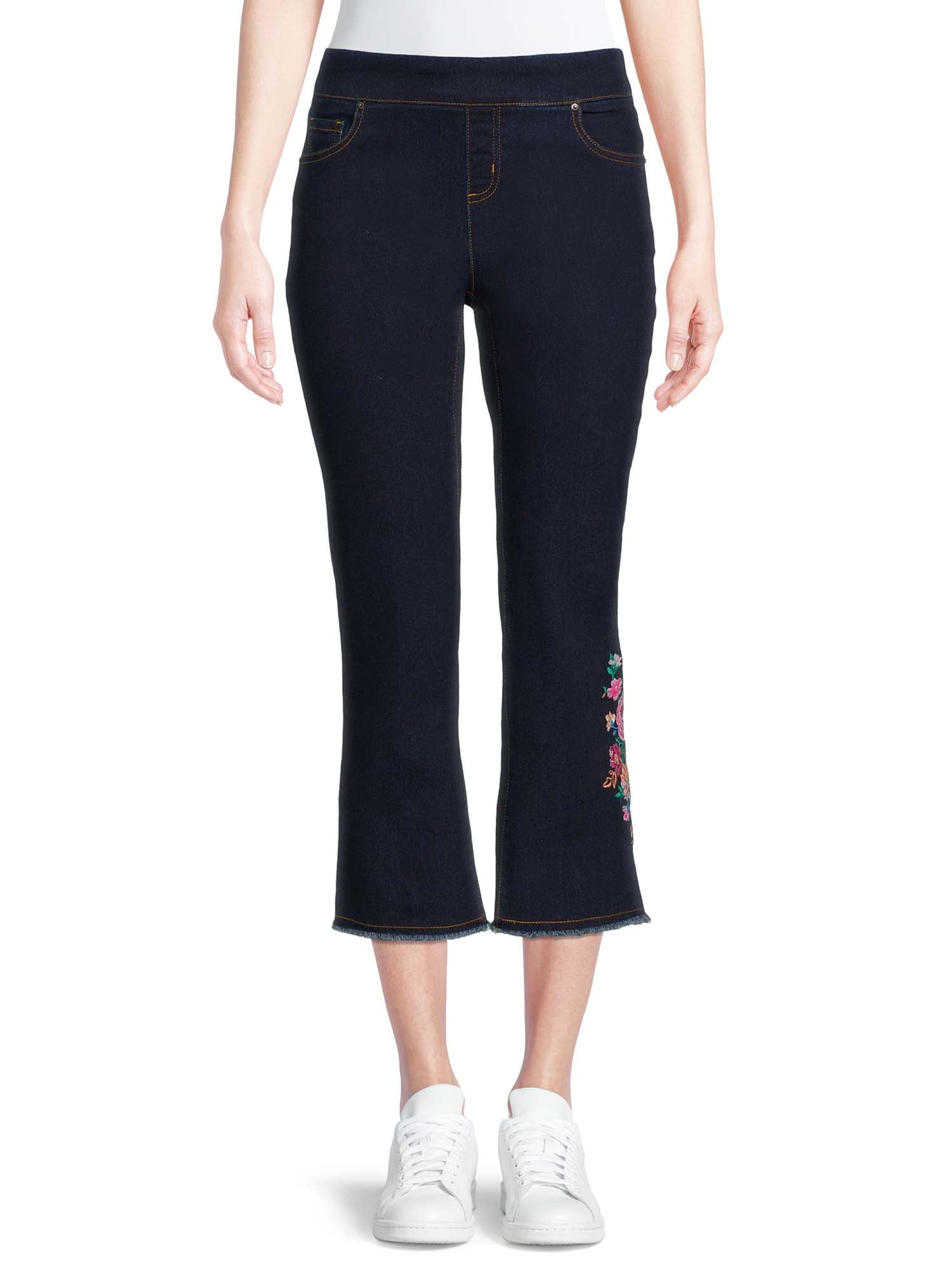 The Pioneer Woman Embroidered Cropped Jeans, Women's