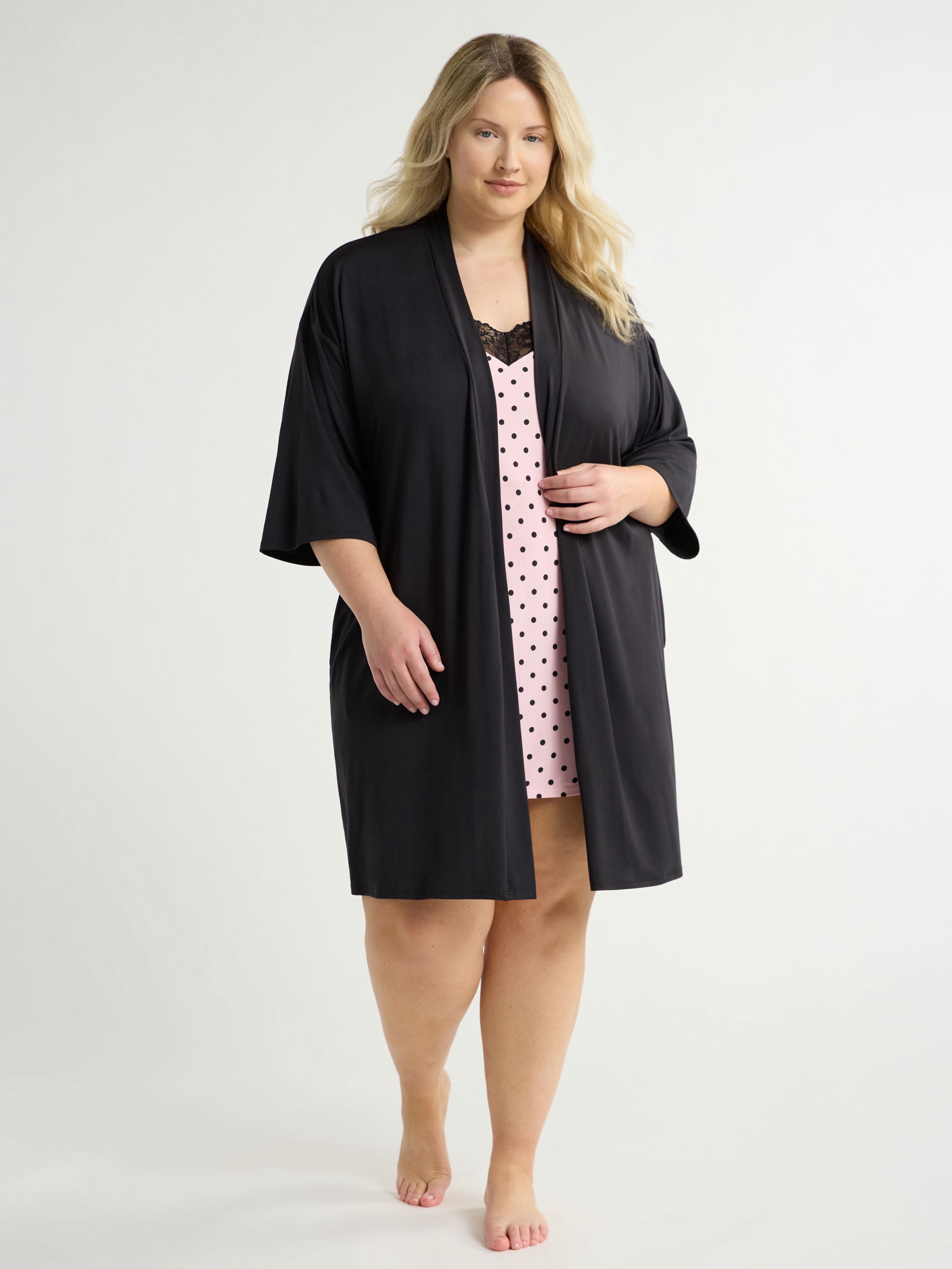 Joyspun Women’s Dreamy Soft Collection Knit Robe, Sizes S/M to 2X/3X