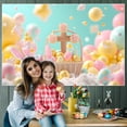 thumbnail image 1 of TIMIFIS Polyester Fiber Background Cl Oth, Spring Wreath Fence Easter Photo Material Photography Background Cloth Home Decor, 1 of 6