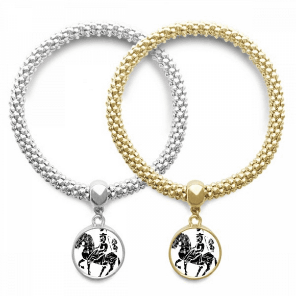 China Wei Jin Dynasties Bracelet Motif Cheval Bracelet Pendentif Bijou Couple Chaîne