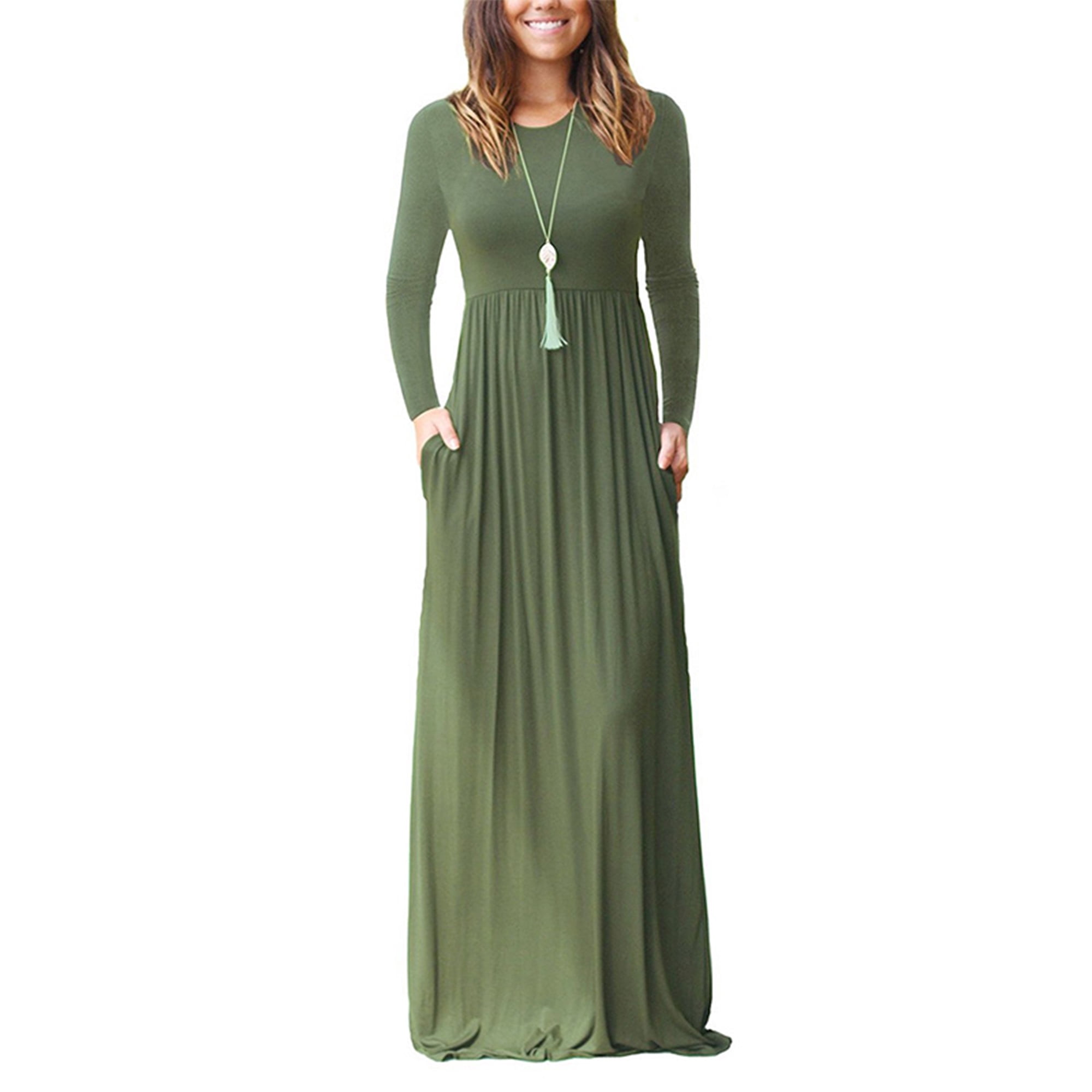 Wedding Dress Plain Long Dresses With Sleeves GRECERELLE Women's Black Maxi  Dress Long Sleeve Casual Loose