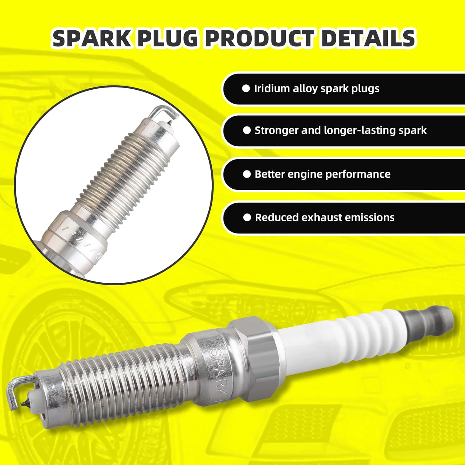 MOAUTO Set of 4 Ignition Coils Pack UF735 DS7G12A366BB & 4 PCS Iridium Spark Plugs Compatible with Ford 2014 2015 2016 2017 2018 2019 Fusion and Escape 1.5L L4