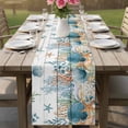 thumbnail image 4 of Teal Blue Coastal Table Runner 72 Inches, Summer Beach Starfish Shell Coral Nautical Vintage Bed Runner Dresser Scarves Tabletop for Indoor Outdoor Parties/Ceremony/Banquet, 14" x 72", 4 of 8