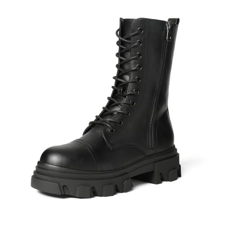 

DREAM PAIRS Women s Faux Fur Mid Calf Riding Fashion Comfort Winter Boots(Black/WHITE/BROWN) DMB215 BLACK/PU Size 11