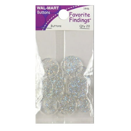 Favorite Findings Clear Glitter Button, 20 Count