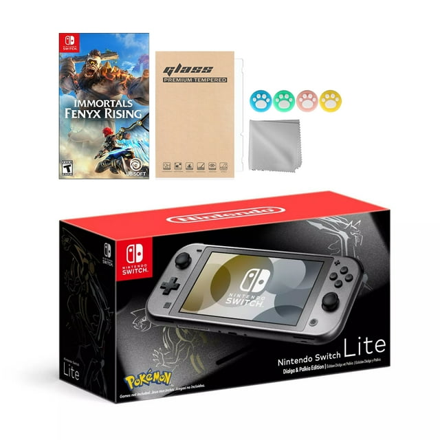 Nintendo Switch Lite Pokemon Dialga & Palkia Édition Limitée avec Immortals Fenyx Rising et Accessoires Mytrix NS Ensemble de Disques de Jeu Meilleur Cadeau des Fêtes