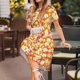 thumbnail image 3 of Honeii Orchids Flowers Print Women’s Short Sleeve Dress, Comfortable Casual Dress, Soft Polyester Spandex Blend, Stylish Everyday Wear for Summer, Perfect for Travel and Vacation, 3 of 6