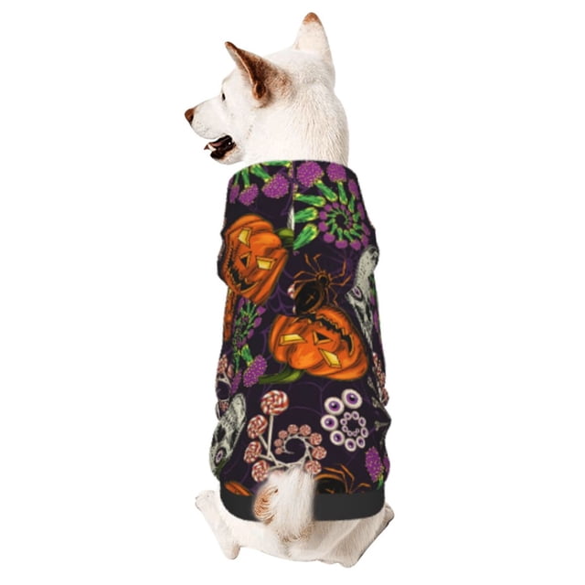 Balery Halloween With Skull Sudadera con Capucha para Perros Pequeños – Ropa para Mascotas, Disfraz para Perros y Gatos, Ideal para Fiestas y Cosplay-Medium