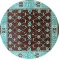 thumbnail image 1 of Ahgly Company Indoor Round Oriental Light Blue Traditional Area Rugs, 7' Round, 1 of 4