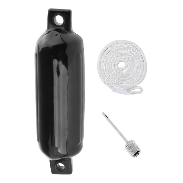 Almencla Protection de Bateau Anti-Collision Quai d'Amarrage Gonflable Bord Bouée Marine Noir avec Corde Blanche