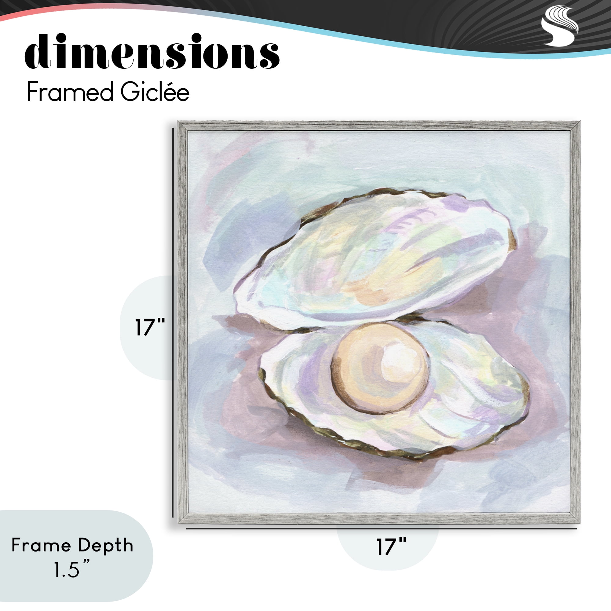 Stupell Industries Silent Opal Clam Pearl Gray Framed Giclee Art, design by Melissa Wang