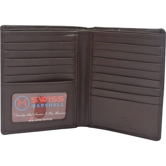 Extra Capicity RFID Blocking Bifold Hipster Credit Card Wallet Premium Leather CN Brown