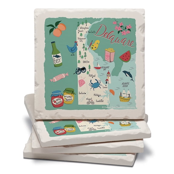 Thirstystone Delaware Home State Tumbled Tile Coaster 4 Pack