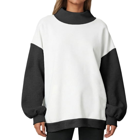 Women's Neck Sweatshirts,Oversized Turtleneck Long Sleeve Pullover Tops Fall Trendy Soft Sweatshirt Sweatshirts for Women Casual Daily Wear