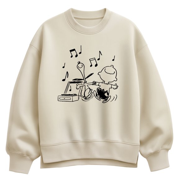 Peanuts - Snoopy & Charlie Dancing - Women's Oversized Fleece Crew Sweatshirt