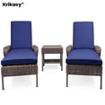 thumbnail image 2 of Chaises Longues d'Extérieur Ensemble de Mobilier de Terrasse en Osier 3 Pcs Fauteuil Inclinable Réglable avec Coussin Table d'Appoint, Résistant aux UV Toutes Saisons, 2 of 6
