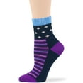 thumbnail image 5 of 7BIGSTARS KINGDOM Women's Bamboo Diabetic Quarter Fashion Socks - 4 Pack Large- Extra Wide, Seamless - Star, Heart, Dot, Stripe - Sock Size 10-12 Shoe Size 8-12 L Purple, Dark Navy, Denim Blue, 5 of 9