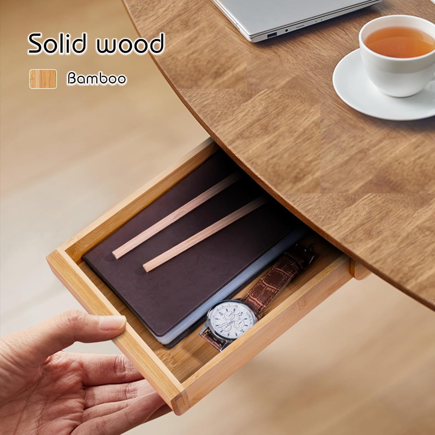 Under Desk Drawer Wood, Self-Adhesive Hidden Drawer Organizer Slide Out, Easy Installation Handmade Under Table Storage, Attachable Pencil Phone Holder For Office Home Classroom