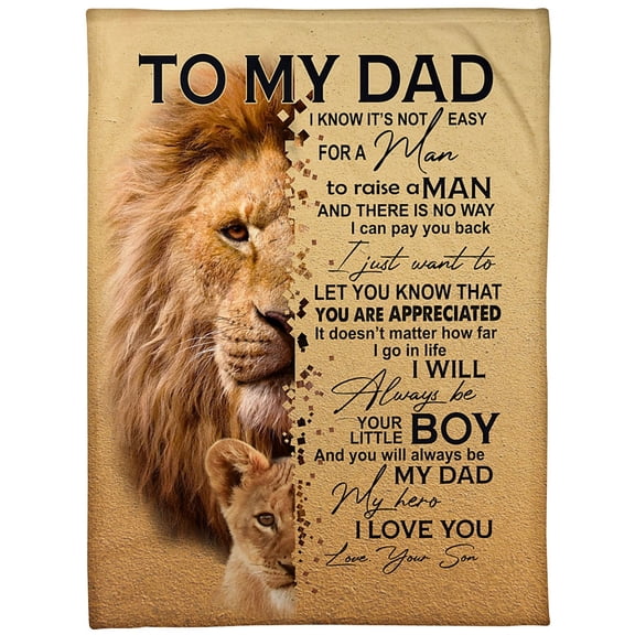 Namashops - To My Dad I Know It's Not Easy For A Man Fleece Blanket Home Decor Bedding Couch Sofa Soft and Comfy Cozy, 30x40in Fleece Blanket