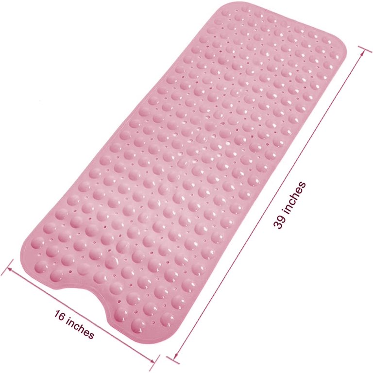 YUBYFA Bathtub Mat - 40x16 Inch Non-Slip Shower Mat With Suction Cups & Drain Holes, Clear