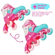 Roller Derby Girls Switch 2-in-1 Combo Adjustable Size Medium (13-3) Dots with Protective