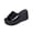 Black, variant on Womens Platform Slides Sandals Square Open Toe Slip On Elastic Band Casual Lightweight Wedge Shoes Black 37