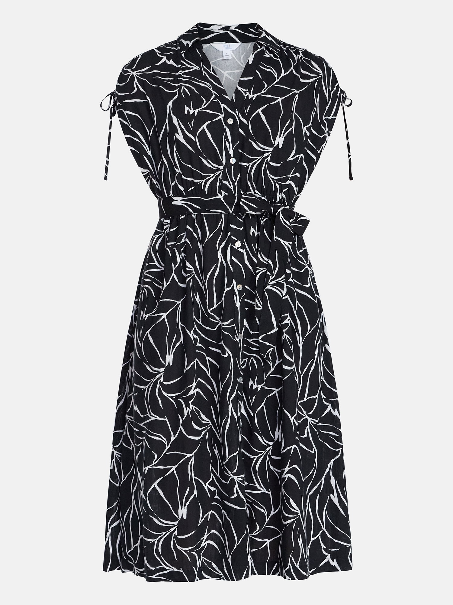 Time and Tru Women's Short Sleeve Midi Linen Shirt Dress, Sizes XS-XXXL