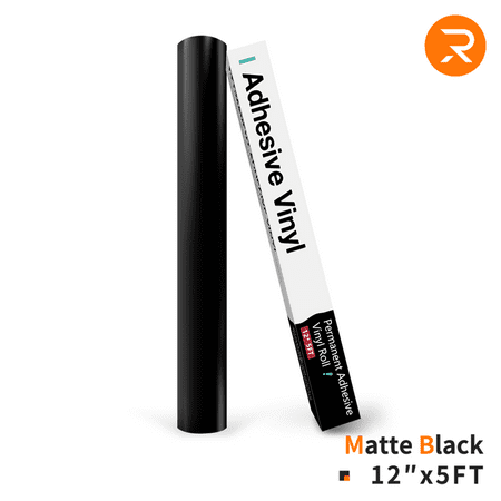 HTVRONT 12" x 5 FT Matte Black Permanent Vinyl, Adhesive Vinyl Roll for Cutting Machine,Silhouette, Cameo Cutters,Signs,Scrapbooking,Craft,Die Cutters