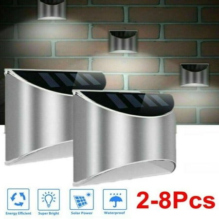 

Cocobaby 2pcs/set Stainless Steel 4 LED Solar Step Lights Outdoor Garden Yard LED Stair Fence Lamp White