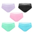 thumbnail image 7 of Littleforbig Women's Ladies Cotton Underwear Hipster Briefs 5 Pack Panties Set - Lace High Waist Cute Comfort Panties S, 7 of 7