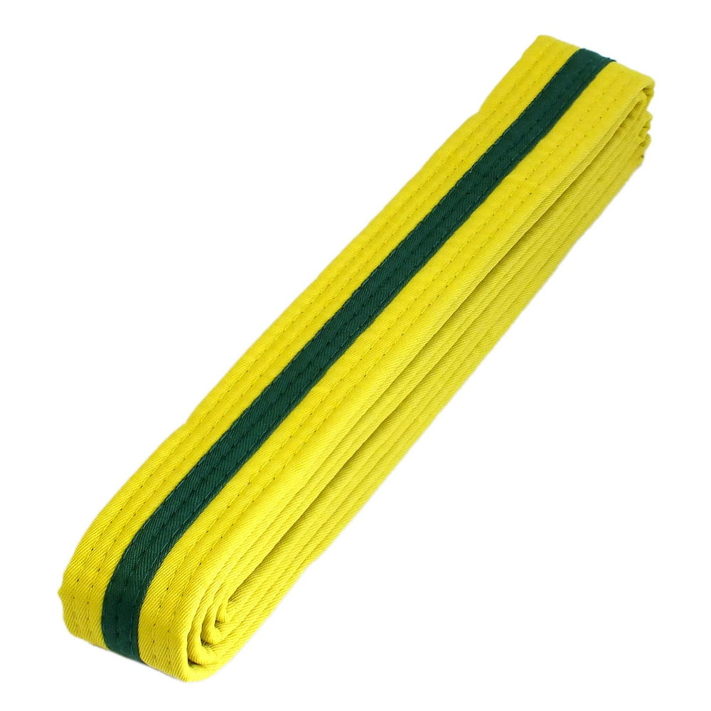 Martial Arts 1.5" Wide Karate Taekwondo Double Wrap Yellow with Green