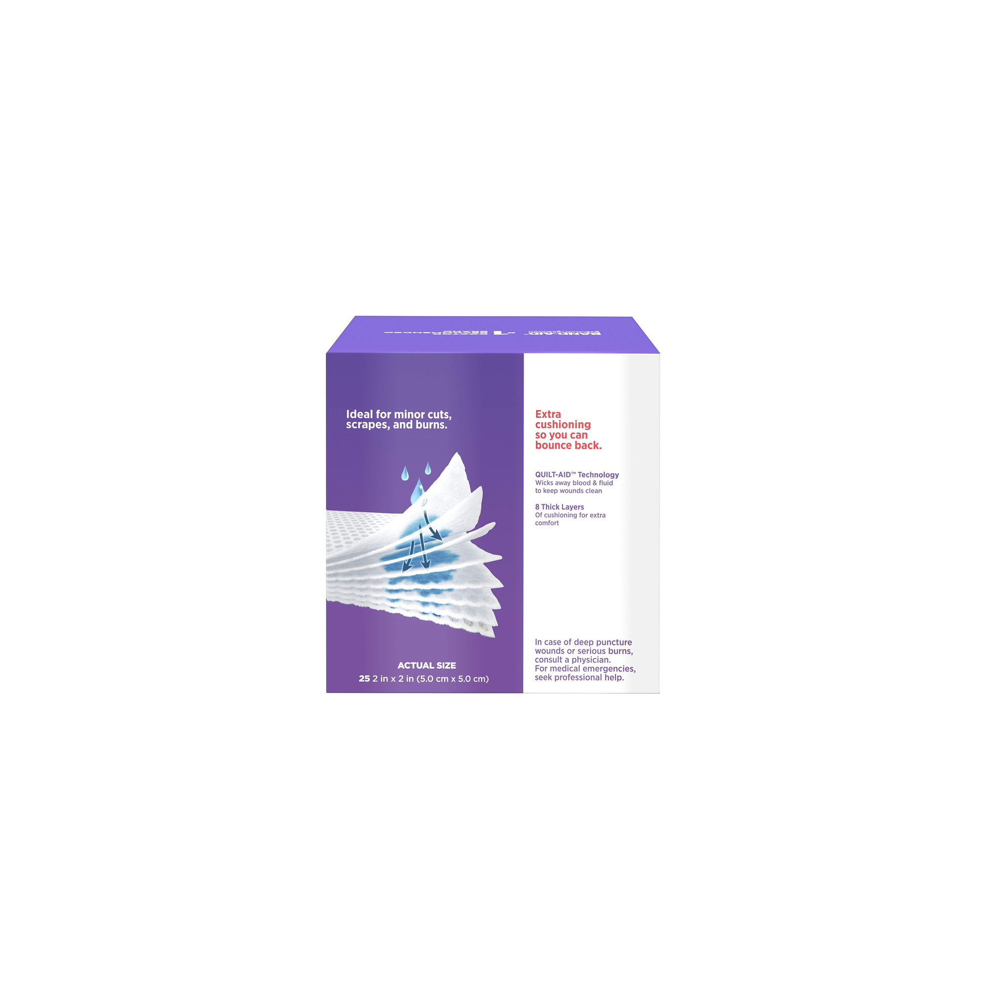 Band-Aid Brand Small Cushion Care Thick Gauze Pads 2 in X 2 in 25 Ct (Pack of 18)