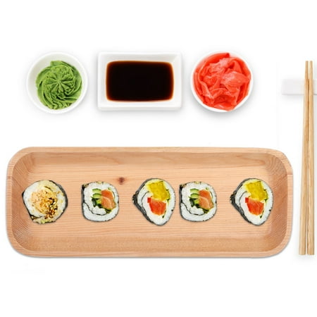 Wood Serving Dishes LAFGUR Wood Serving Tray Wooden Plate Tea Food Server Dishes Water Drink Plate, Food Serving Tray, Tea Serving Tray ()
